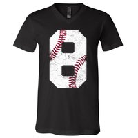 2015 8th Birthday Gift 8 Years Old Baseball Eighth Boy V-Neck T-Shirt