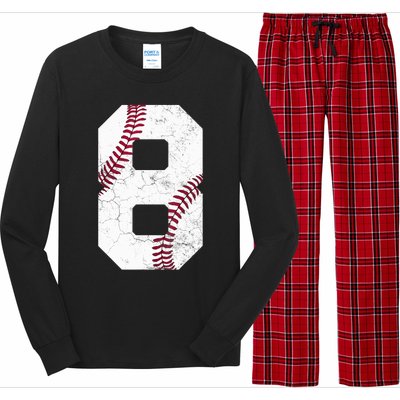 2015 8th Birthday Gift 8 Years Old Baseball Eighth Boy Long Sleeve Pajama Set