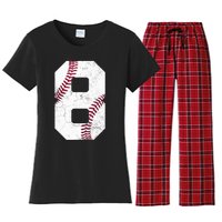 2015 8th Birthday Gift 8 Years Old Baseball Eighth Boy Women's Flannel Pajama Set