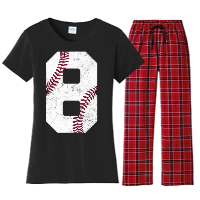 2015 8th Birthday Gift 8 Years Old Baseball Eighth Boy Women's Flannel Pajama Set