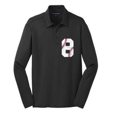 2015 8th Birthday Gift 8 Years Old Baseball Eighth Boy Silk Touch Performance Long Sleeve Polo