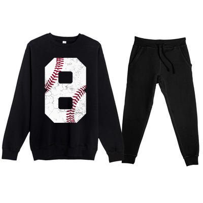 2015 8th Birthday Gift 8 Years Old Baseball Eighth Boy Premium Crewneck Sweatsuit Set