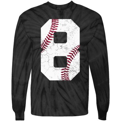 2015 8th Birthday Gift 8 Years Old Baseball Eighth Boy Tie-Dye Long Sleeve Shirt