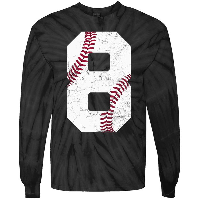 2015 8th Birthday Gift 8 Years Old Baseball Eighth Boy Tie-Dye Long Sleeve Shirt