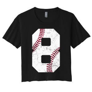 2015 8th Birthday Gift 8 Years Old Baseball Eighth Boy Women's Crop Top Tee