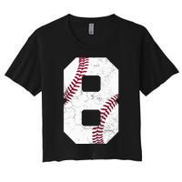 2015 8th Birthday Gift 8 Years Old Baseball Eighth Boy Women's Crop Top Tee