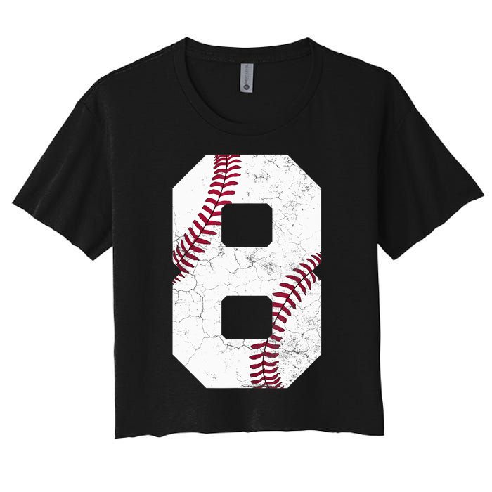 2015 8th Birthday Gift 8 Years Old Baseball Eighth Boy Women's Crop Top Tee