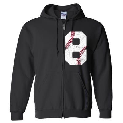 2015 8th Birthday Gift 8 Years Old Baseball Eighth Boy Full Zip Hoodie