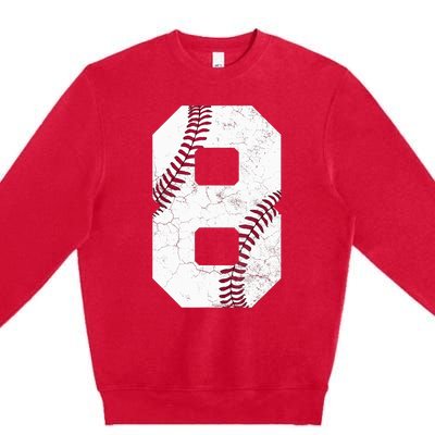 2015 8th Birthday Gift 8 Years Old Baseball Eighth Boy Premium Crewneck Sweatshirt