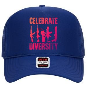 2Nd Adt 2A Pro Guns Celebrate Diversity Cool Gift High Crown Mesh Back Trucker Hat