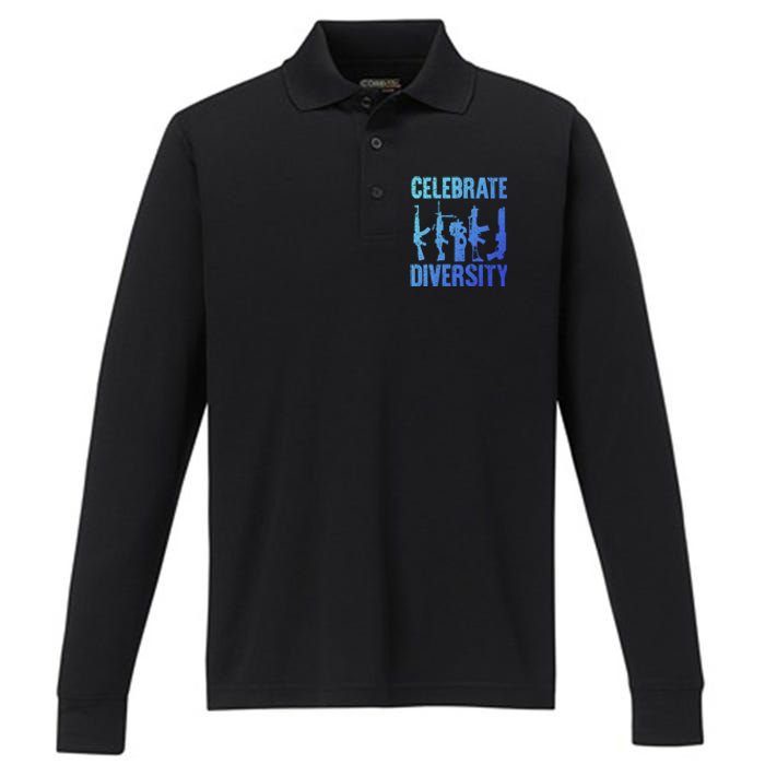 2nd Adt 2a Pro Guns Celebrate Diversity Performance Long Sleeve Polo