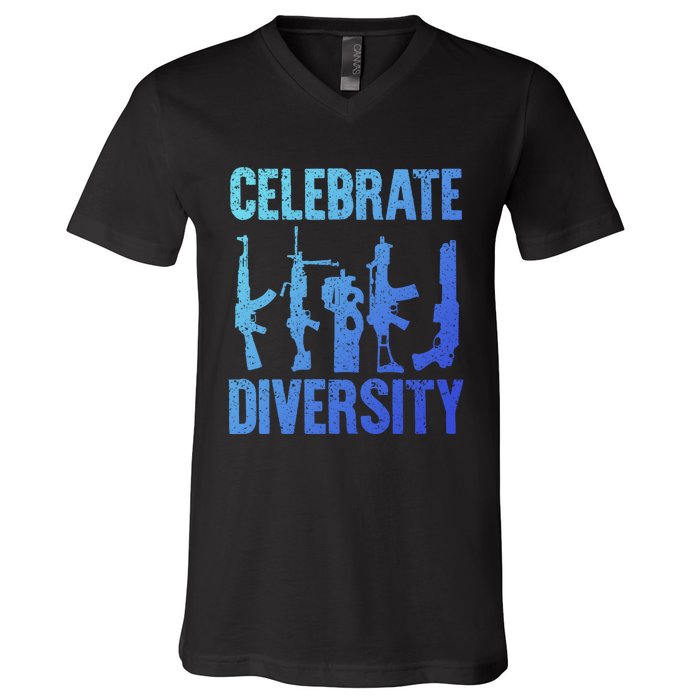 2nd Adt 2a Pro Guns Celebrate Diversity V-Neck T-Shirt