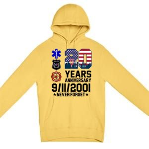 20th Anniversary 9/11/2001 Never Forget 911 Premium Pullover Hoodie