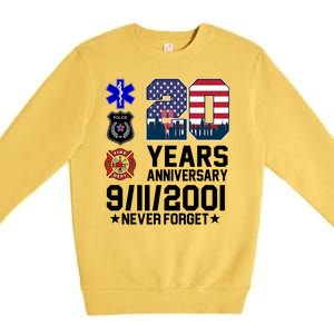 20th Anniversary 9/11/2001 Never Forget 911 Premium Crewneck Sweatshirt