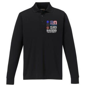 20th Anniversary 9/11/2001 Never Forget 911 Performance Long Sleeve Polo