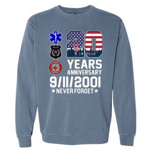 20th Anniversary 9/11/2001 Never Forget 911 Garment-Dyed Sweatshirt