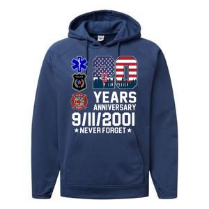 20th Anniversary 9/11/2001 Never Forget 911 Performance Fleece Hoodie