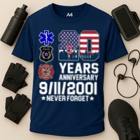 20th Anniversary 9/11/2001 Never Forget 911 Cooling Performance Crew T-Shirt