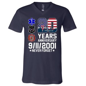 20th Anniversary 9/11/2001 Never Forget 911 V-Neck T-Shirt