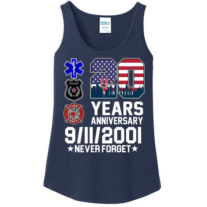 20th Anniversary 9/11/2001 Never Forget 911 Ladies Essential Tank