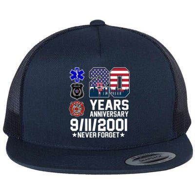 20th Anniversary 9/11/2001 Never Forget 911 Flat Bill Trucker Hat