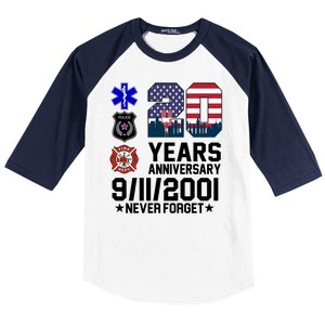 20th Anniversary 9/11/2001 Never Forget 911 Baseball Sleeve Shirt