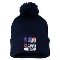 20th Anniversary 9/11/2001 Never Forget 911 Pom Pom 12in Knit Beanie