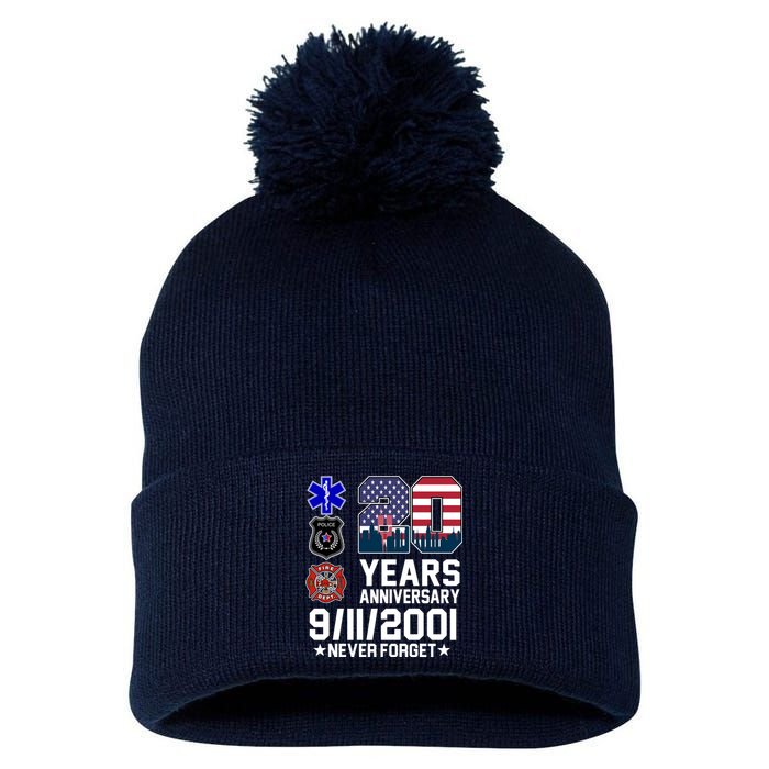 20th Anniversary 9/11/2001 Never Forget 911 Pom Pom 12in Knit Beanie