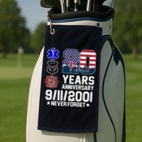 20th Anniversary 9/11/2001 Never Forget 911 Golf Towel