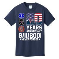 20th Anniversary 9/11/2001 Never Forget 911 Kids T-Shirt