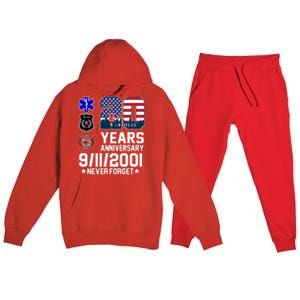 20th Anniversary 9/11/2001 Never Forget 911 Premium Hooded Sweatsuit Set