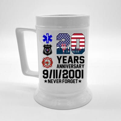 20th Anniversary 9/11/2001 Never Forget 911 Beer Stein