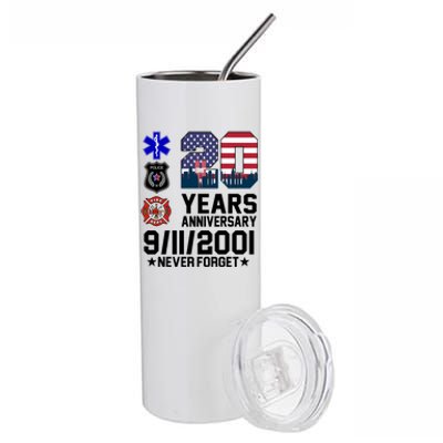 20th Anniversary 9/11/2001 Never Forget 911 Stainless Steel Tumbler