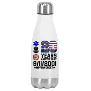 20th Anniversary 9/11/2001 Never Forget 911 Stainless Steel Insulated Water Bottle