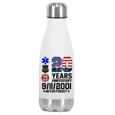 20th Anniversary 9/11/2001 Never Forget 911 Stainless Steel Insulated Water Bottle