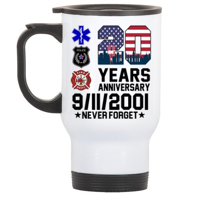 20th Anniversary 9/11/2001 Never Forget 911 Stainless Steel Travel Mug