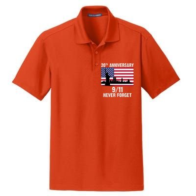 20th Anniversary 9/11 Tribute Never Forget US Flag New York Dry Zone Grid Polo