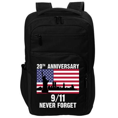 20th Anniversary 9/11 Tribute Never Forget US Flag New York Impact Tech Backpack