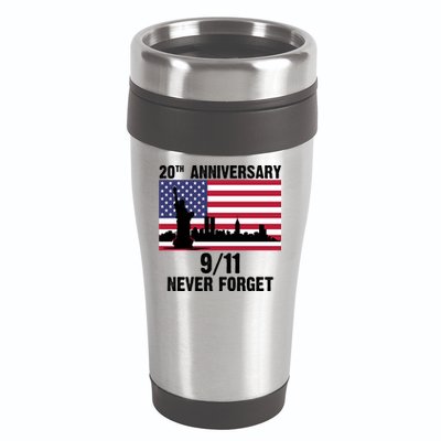 20th Anniversary 9/11 Tribute Never Forget US Flag New York 16oz Travel Tumbler