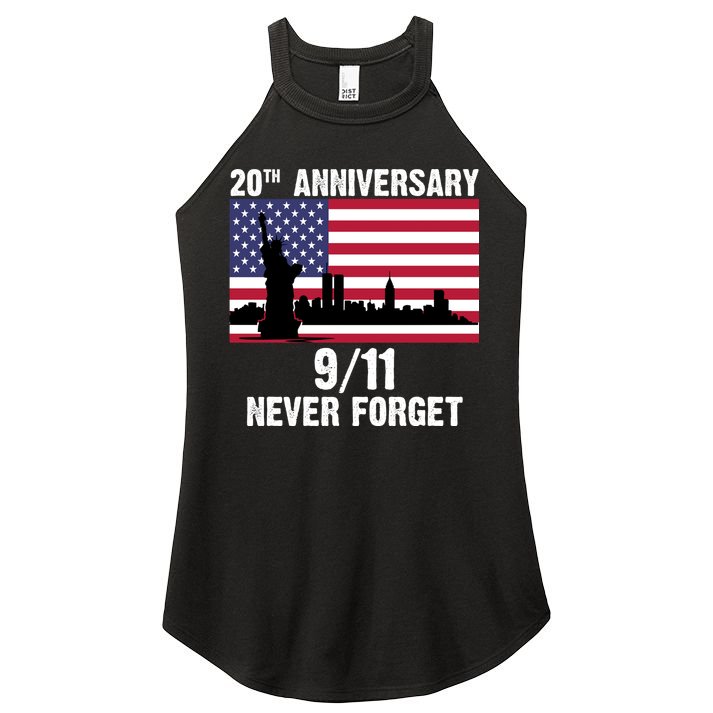 20th Anniversary 9/11 Tribute Never Forget US Flag New York Women's Perfect Tri Rocker Tank