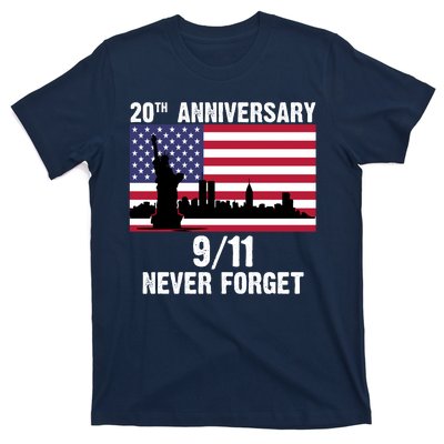 20th Anniversary 9/11 Tribute Never Forget US Flag New York T-Shirt