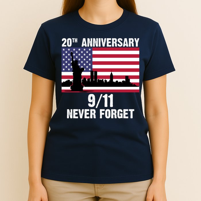 20th Anniversary 9/11 Tribute Never Forget US Flag New York T-Shirt