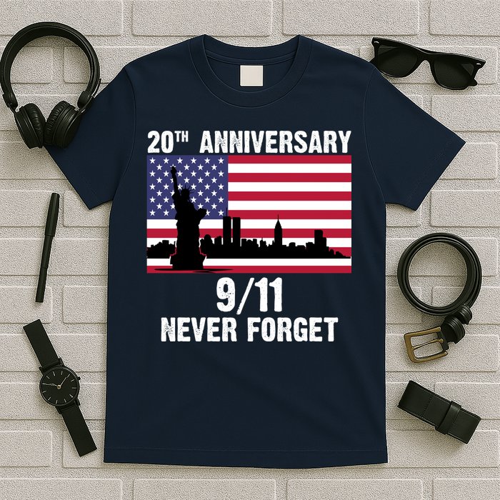 20th Anniversary 9/11 Tribute Never Forget US Flag New York T-Shirt