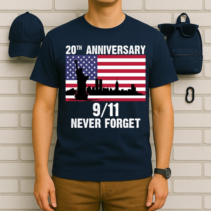 20th Anniversary 9/11 Tribute Never Forget US Flag New York T-Shirt