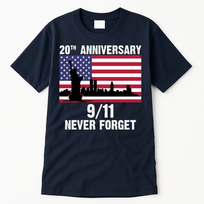 20th Anniversary 9/11 Tribute Never Forget US Flag New York Tall T-Shirt