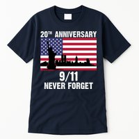 20th Anniversary 9/11 Tribute Never Forget US Flag New York Tall T-Shirt