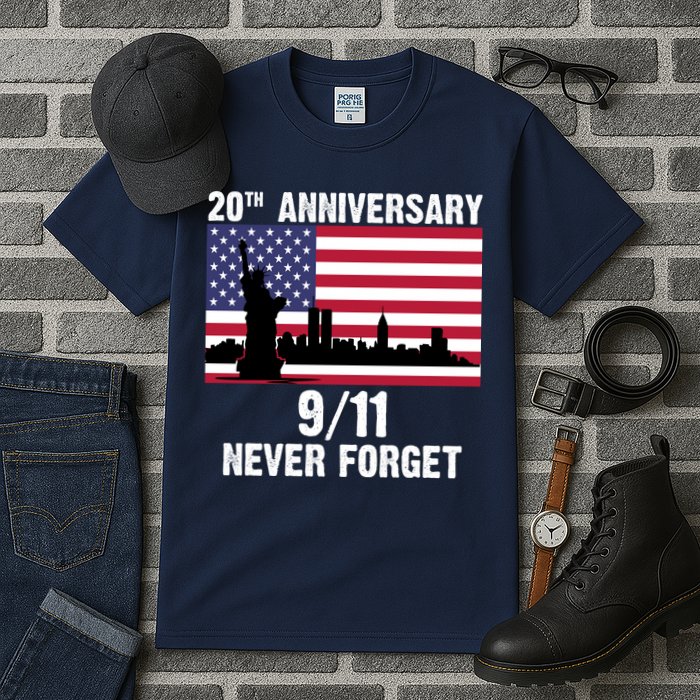 20th Anniversary 9/11 Tribute Never Forget US Flag New York Tall T-Shirt