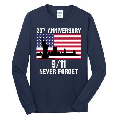 20th Anniversary 9/11 Tribute Never Forget US Flag New York Tall Long Sleeve T-Shirt