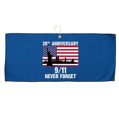 20th Anniversary 9/11 Tribute Never Forget US Flag New York Large Microfiber Waffle Golf Towel