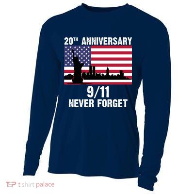 20th Anniversary 9/11 Tribute Never Forget US Flag New York Cooling Performance Long Sleeve Crew